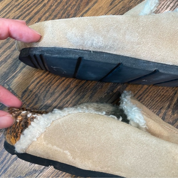 FREE PEOPLE Damon Clogs Tan Suede Faux Fur Textile Insoles Slip Ons - Picture 11 of 14